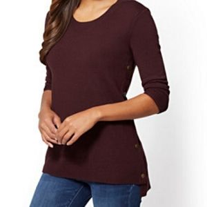 NWT New York & Company Side Snap High-Low Sweate